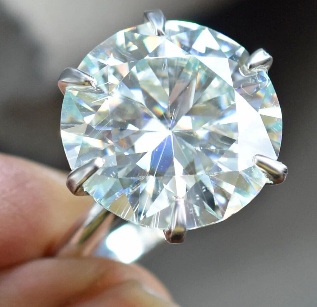 Rare 15 Ct Certified Treated Off White Diamond Engagement Ring In 925 Silver (1 of 4)