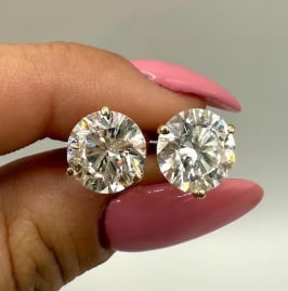 Certified Natural Diamond 4 Carat E VVS1 Round Cut 14kt Solid Yellow Gold Earrings: Certified Natural Diamond 4 Carat E VVS1 Round Cut 14kt Solid Yellow Gold Earrings