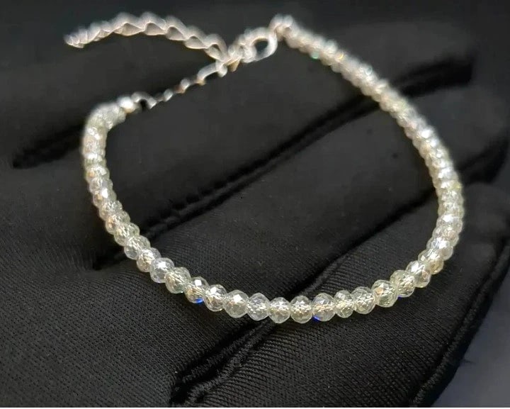 5 mm Treated Certified Amazing White Diamond Beaded Bracelet In 925 Silver Clasp - 7.5 Inch (1 of 2)