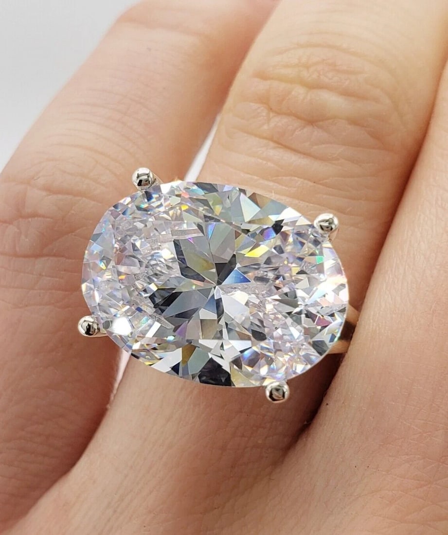 Rare 15 Ct Certified Treated Off White Diamond Solitaire Promise Ring.925 Silver (1 of 5)