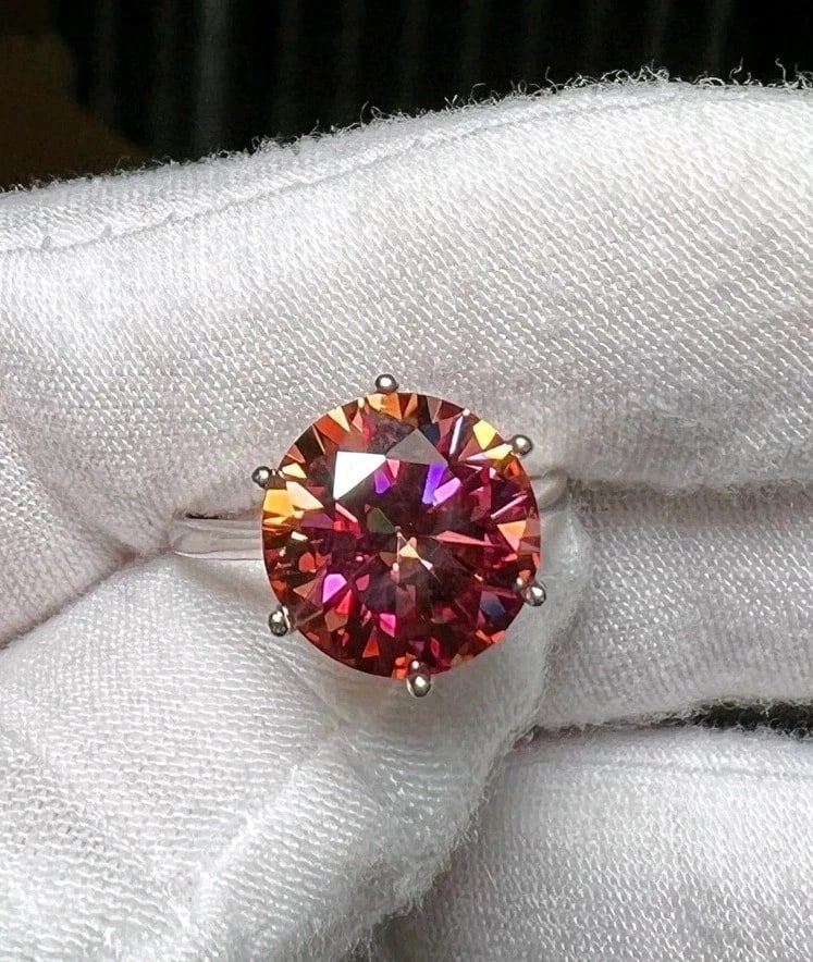 10 Ct Certified Treated Amazing Pink Diamond Solitaire Ring, 925 Sterling Silver (1 of 3)