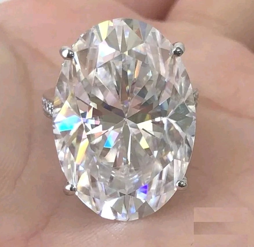 RARE 30 Ct Certified Treated Off White Diamond Engagement Ring In 925 Silver (1 of 5)