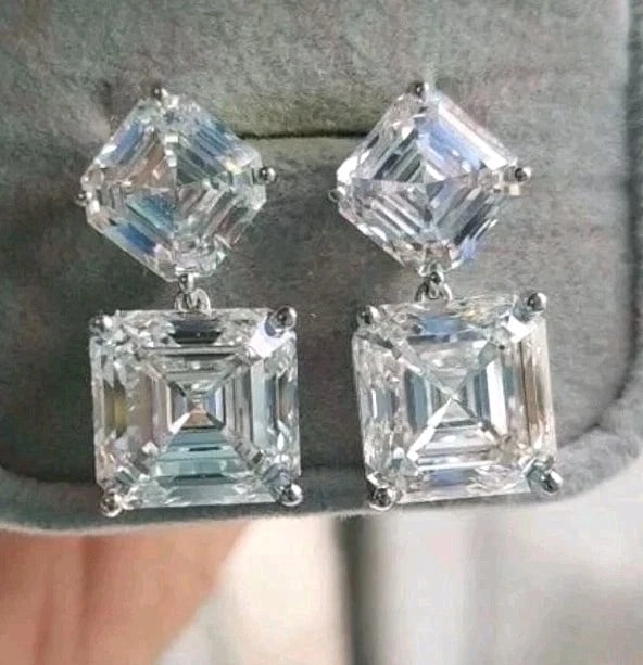 10 Ct Treated Certified Off White Diamond Solitaire Dangler Earrings, 925 Silver (1 of 3)