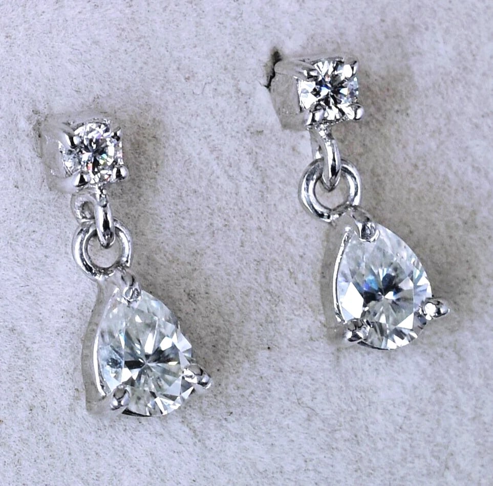 6 Ct Treated Certified Off White Diamond Solitaire Dangler Earrings, 925 Silver (1 of 3)