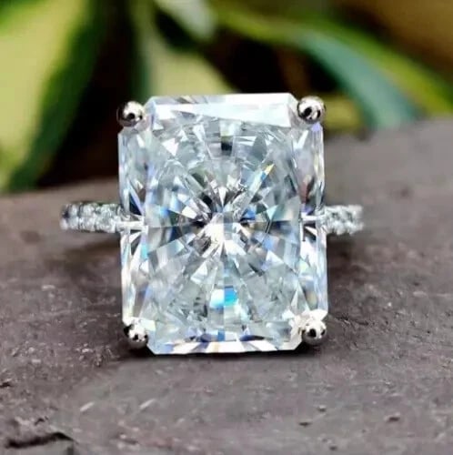 RARE 15 Ct Certified Off White Treated Diamond Solitaire Ring In 925 Silver (1 of 4)