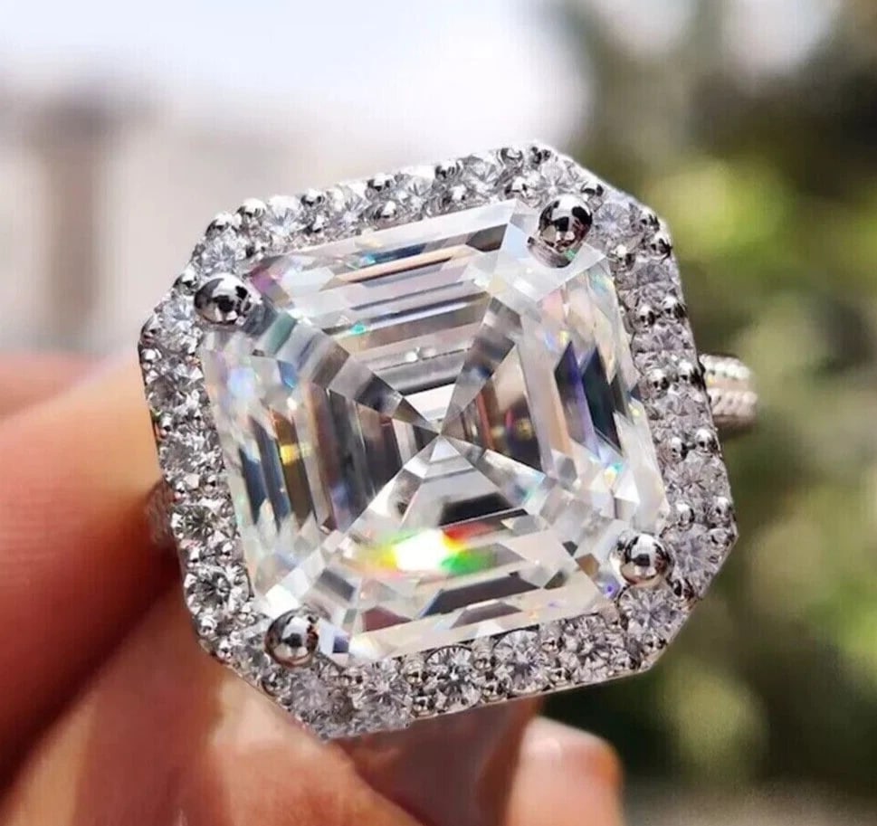 12 Ct Certified Treated Off White Diamond Engagement Ring with Accents,925 Silver: 12 Ct Certified Treated Off White Diamond Engagement Ring with Accents,925 Silver - Ring Szie US 6