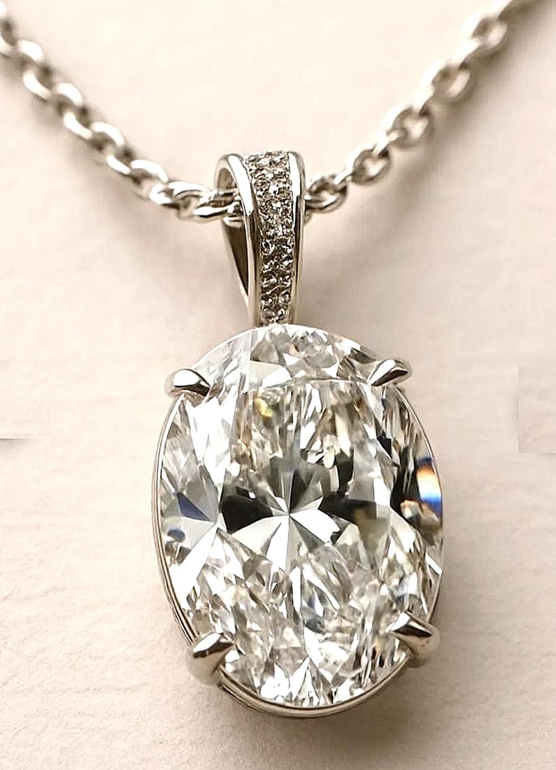 Rare 20 Ct Certified Treated Pretty Off White Diamond Pendant, 925 Silver (1 of 4)