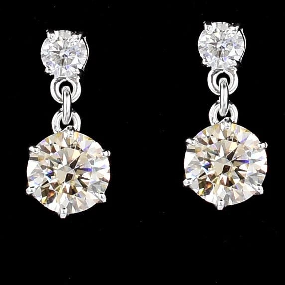 Certified 6 Ct Treated Off White Diamond Solitaire Stud Earrings, 925 Silver (1 of 2)