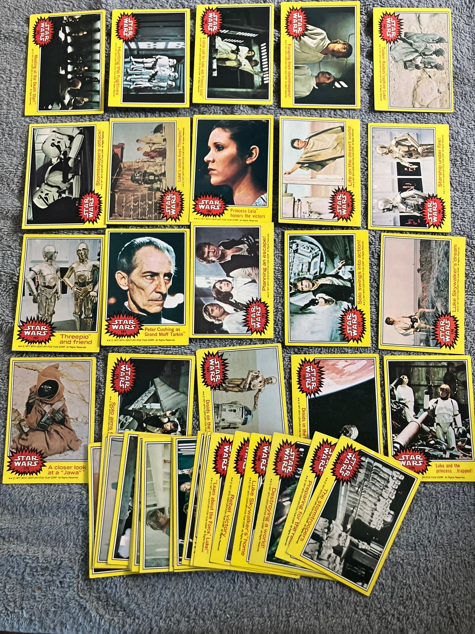 1977 Star Wars Partial Trading Cards Partial Set of 40 - Leia, Tarkin, C-3PO, Han Solo (1 of 5)