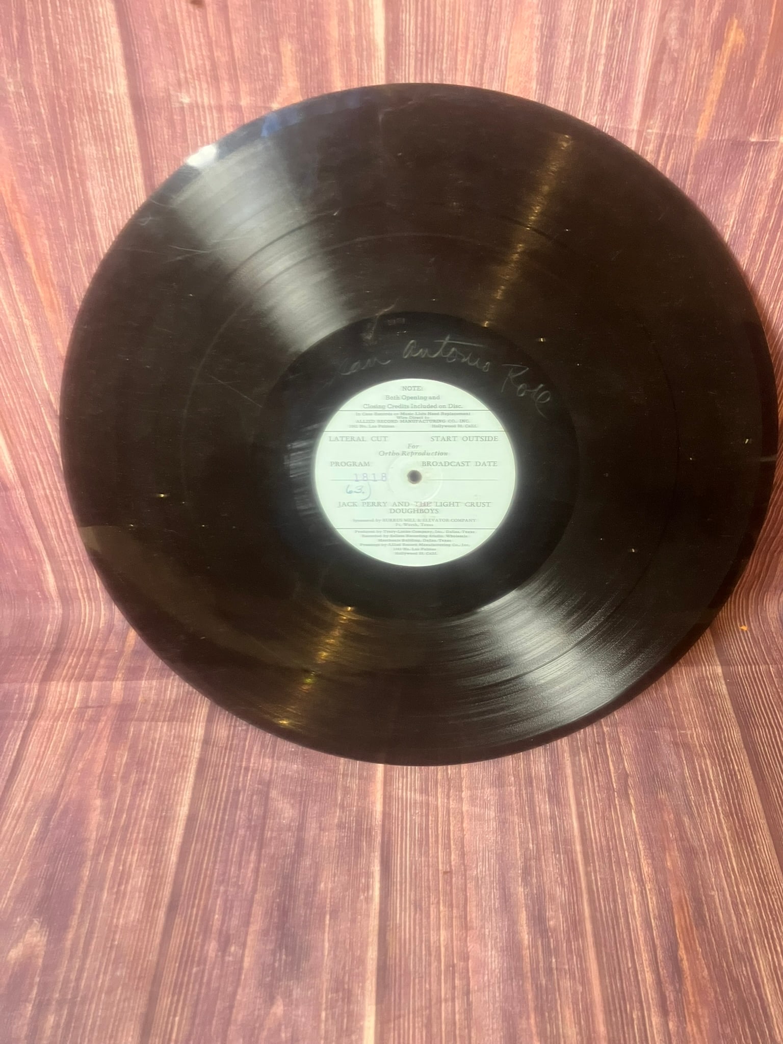 RARE Jack Perry & The Light Crust Doughboys Radio Transcription Disc – Programs 1817 & 1818 – (1 of 3)