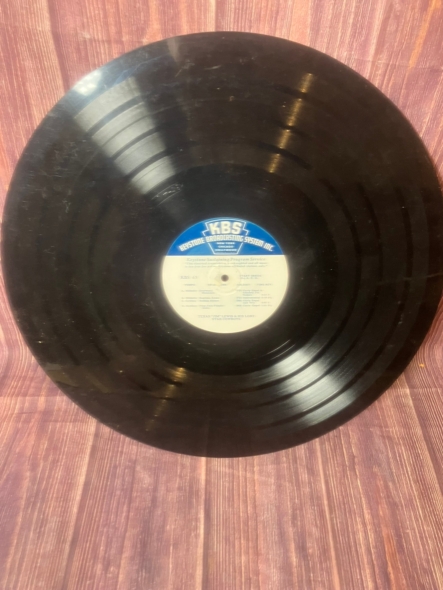 RARE KBS Keystone Radio Transcription Disc – Texas “Jim” Lewis Lone Star Cowboys / Al: RARE KBS Keystone Radio Transcription Disc – Texas “Jim” Lewis Lone Star Cowboys / Al Clauser OutlawsThese rare Western swing and cowboy recordings were made specifically for radio distribut