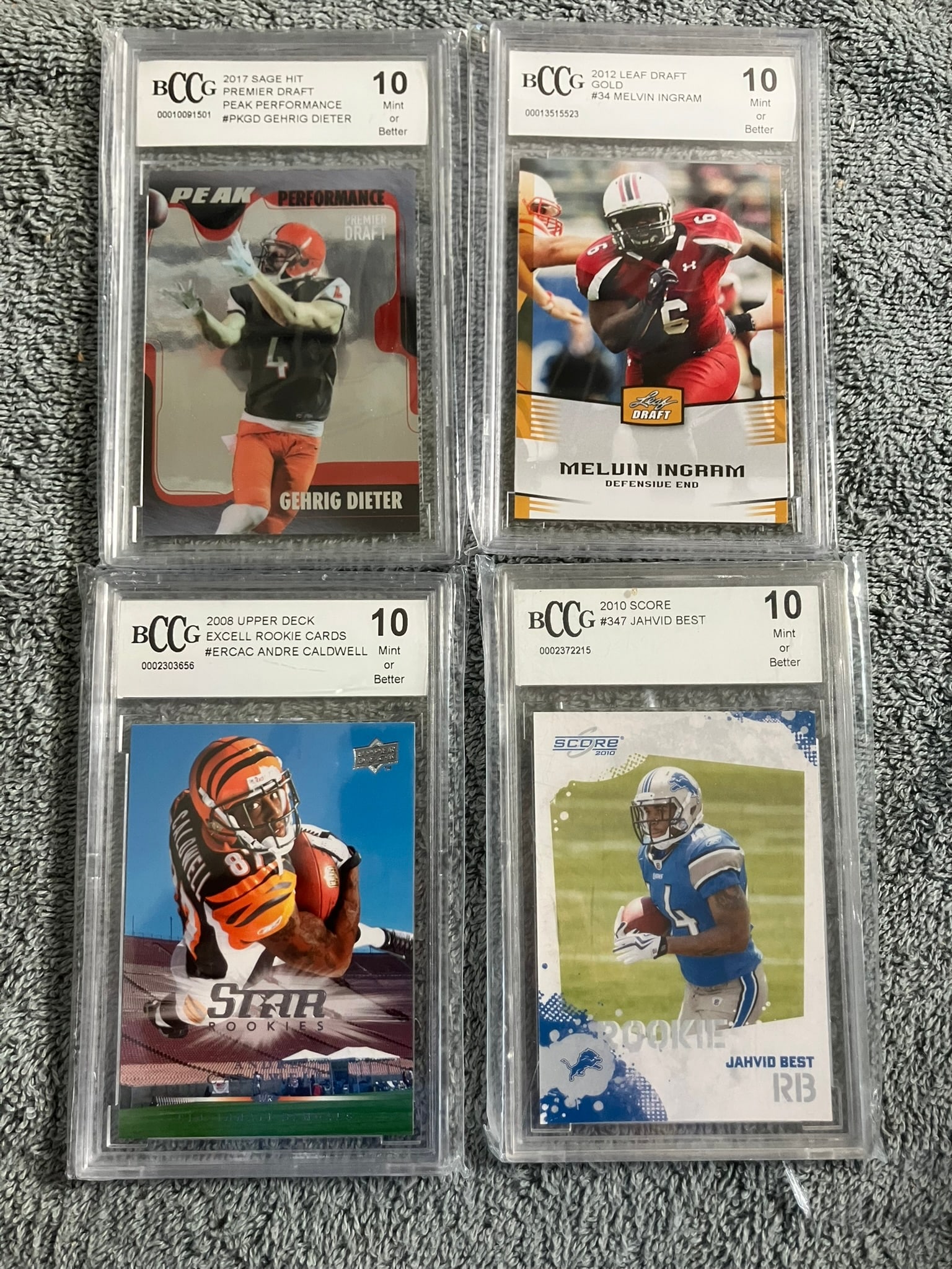 Beckett Graded 10 - Football Rookie Lot – 4 BCCG Cards as shown: Beckett Graded 10 - Football Rookie Lot – 4 Cards as shown