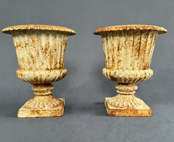 Cast Iron footed urns,Pair