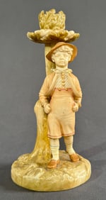 Royal Worcester James Hadley Porcelain Candlestick c.1880