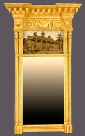 Monumental Fine Federal Gilt Wood Tabernacle Mount Vernon Mirror; American