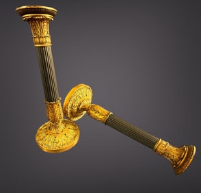 Empire Gilt Bronze Candlestick- Pair