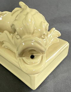Wedgwood Drabware Dolphin Form Candlesticks: Wedgwood Drabware glaze Dolphin Form Candlesticks Marked 2000 approx. H9 1/2" x D6 1/2 x W3.1/4".