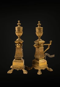 High Formal American Federal Urn Andirons Pair