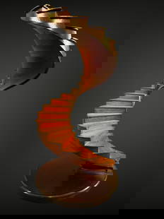 Modern Mahogany Architectural Stair Model: Modern Mahogany Architectural Stair Model Approx.T14" x W7 1/2" x D7 1/2"