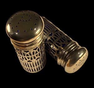 Vintage Godinger Silverplate Salt & Pepper Shakers Art Deco