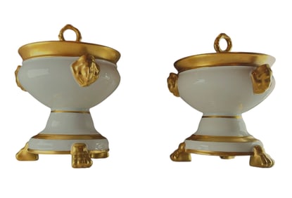 French Porcelain Cache Pots- Pair