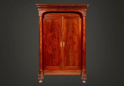 Classical American Mahogany Armoire- Monumental