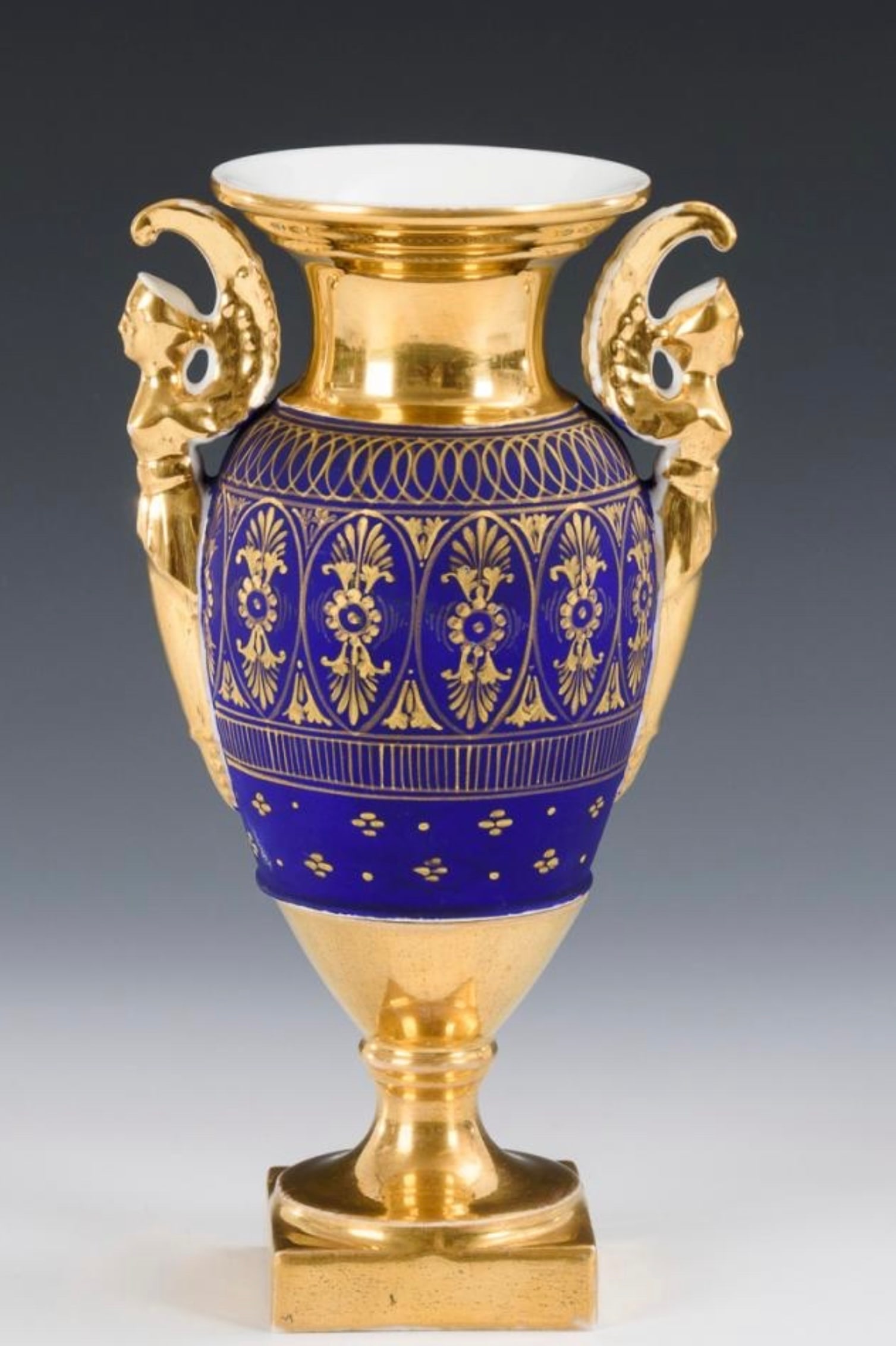 French Empire Vase cobalt & gilt c1800