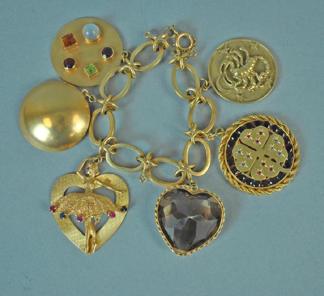 GOLD CHARM BRACELET WITH 6 LARGE CHARMS (1 of 1)