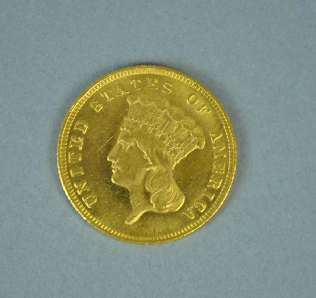 1855 $3 LADY LIBERTY PRINCESS US GOLD COIN (1 of 2)