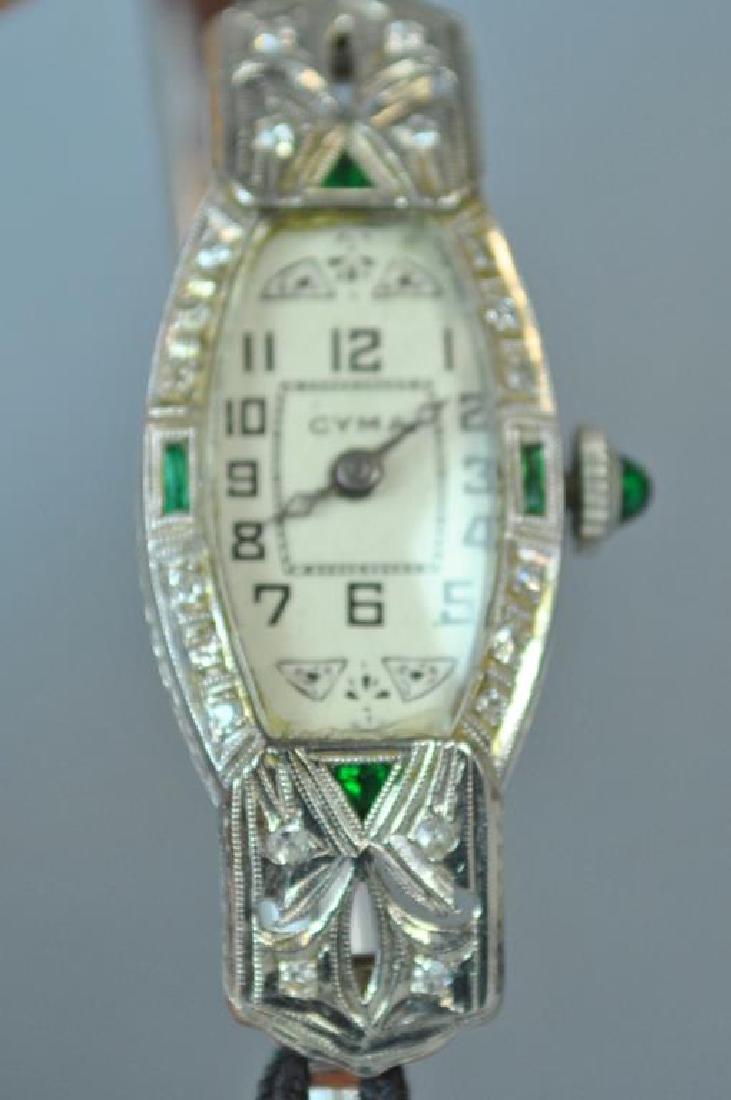 ART DECO DIAMOND & EMERALD18K CASE WATCH (1 of 2)
