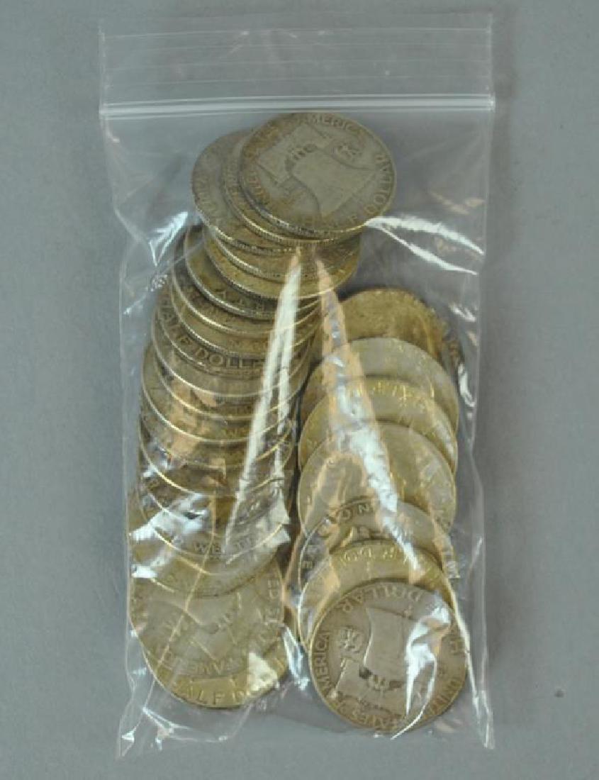 (28) FRANKLIN SILVER HALF-DOLLAR COINS (1 of 1)