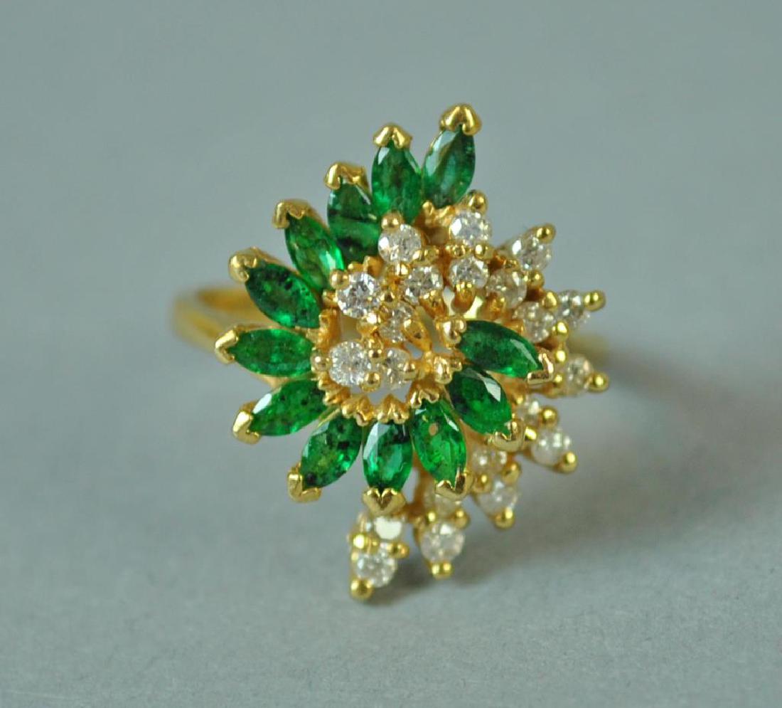 EMERALD & DIAMOND SCROLL RING (1 of 3)