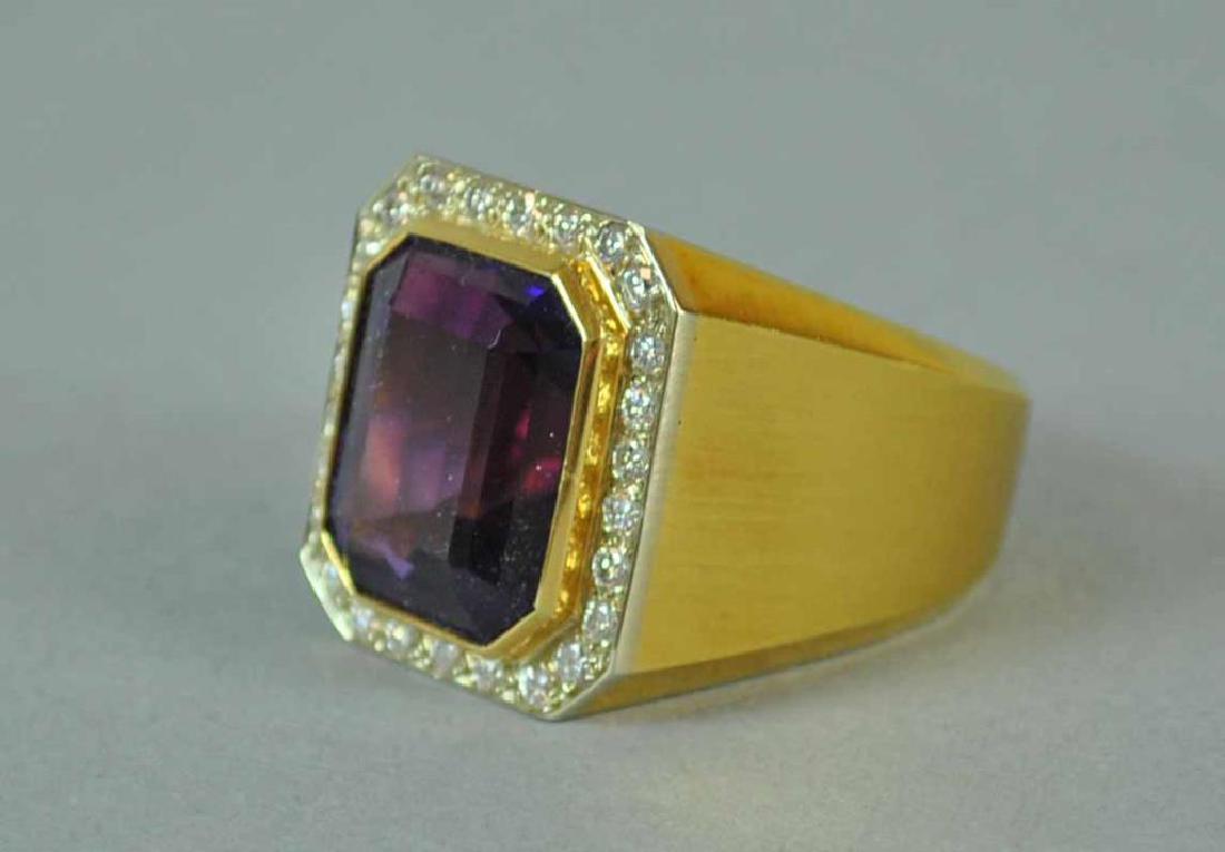 GENT'S 18K AMETHYST & DIAMOND RING (1 of 4)