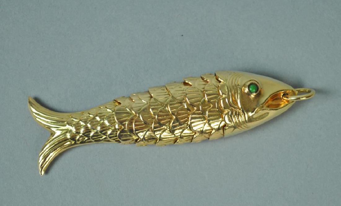 LARGE ARTICULATED GOLD FISH PENDANT (1 of 2)