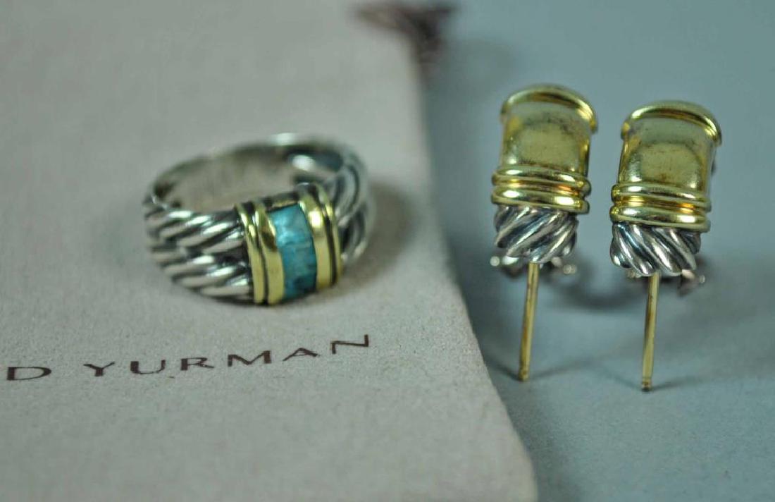 DAVID YURMAN STERLING & GOLD RING & EARRINGS (1 of 1)