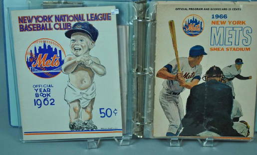 VINTAGE BASEBALL EPHEMERA COLLECTION â€“ MOSTLY NY: Includes 18 New York Mets programs and Year Books including the 1962 Opening day program and Year Book, other programs date from 1963-1985, other programs include 1937 NY Yankees vs. NY Giants World S