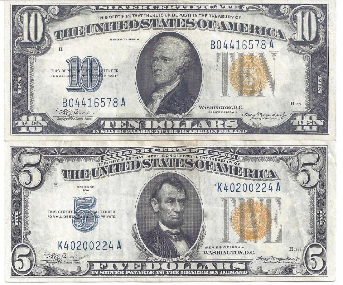 $5 & $10 US NORTH AFRICA SILVER CERTIFICATE NOTES (1 of 2)