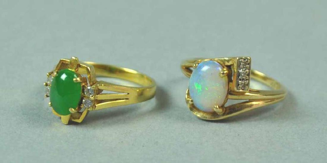 (2) GOLD RINGS, OPAL & JADE (1 of 3)