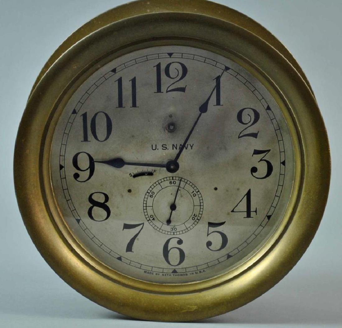 SETH THOMAS BRASS US NAVY BULKHEAD CLOCK (1 of 4)
