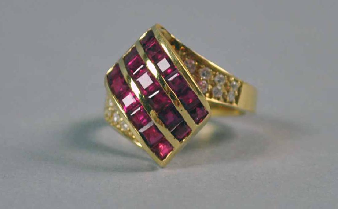 RUBY & DIAMOND RETRO STYLE RING (1 of 4)