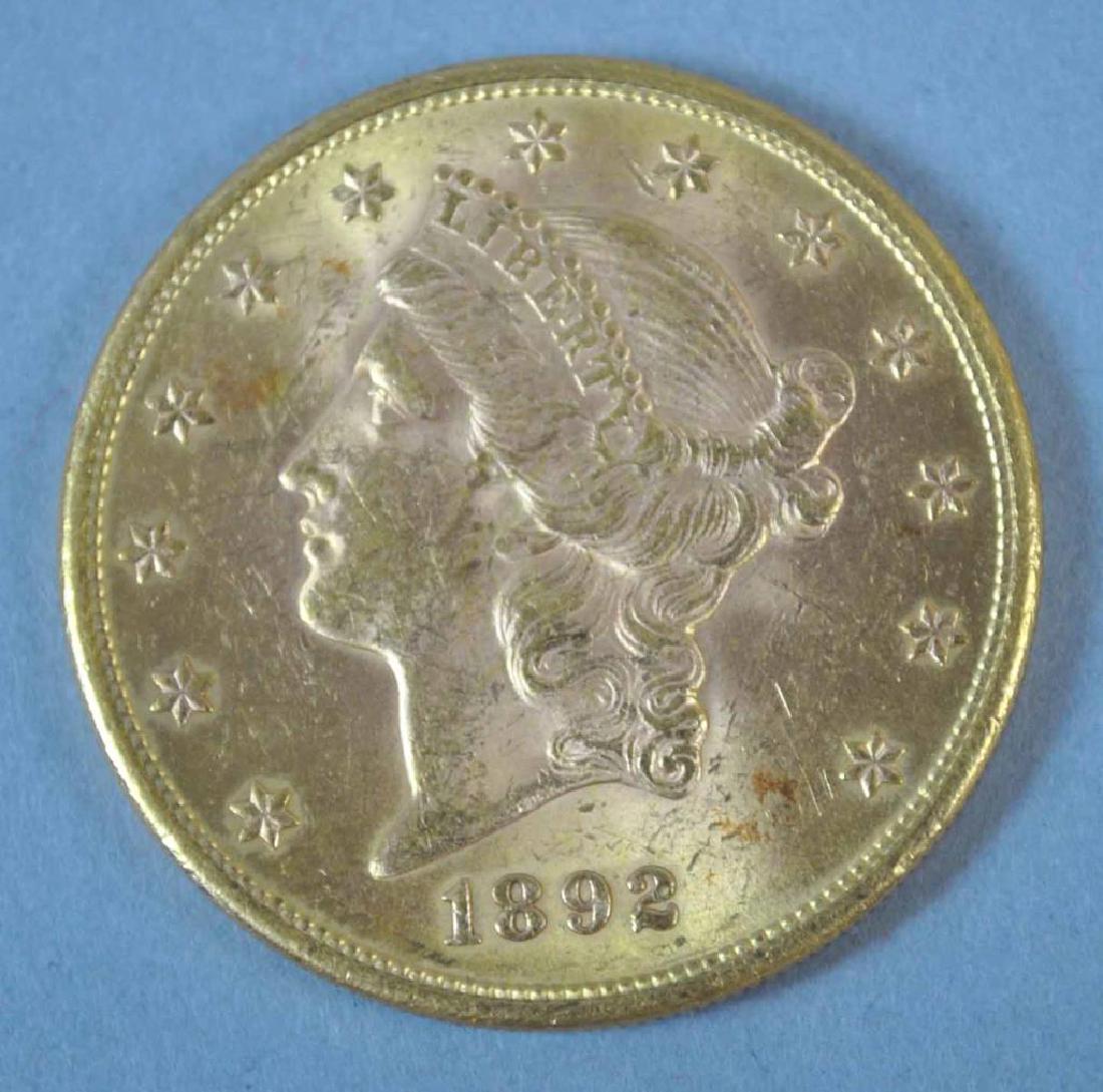 1892-S US DOUBLE EAGLE $20 GOLD COIN (1 of 2)