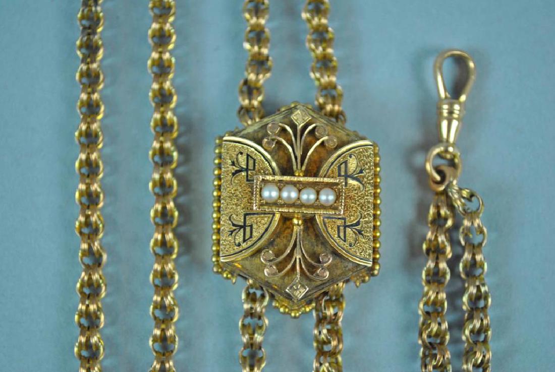 VICTORIAN GOLD SLIDE WATCH CHAIN (1 of 3)