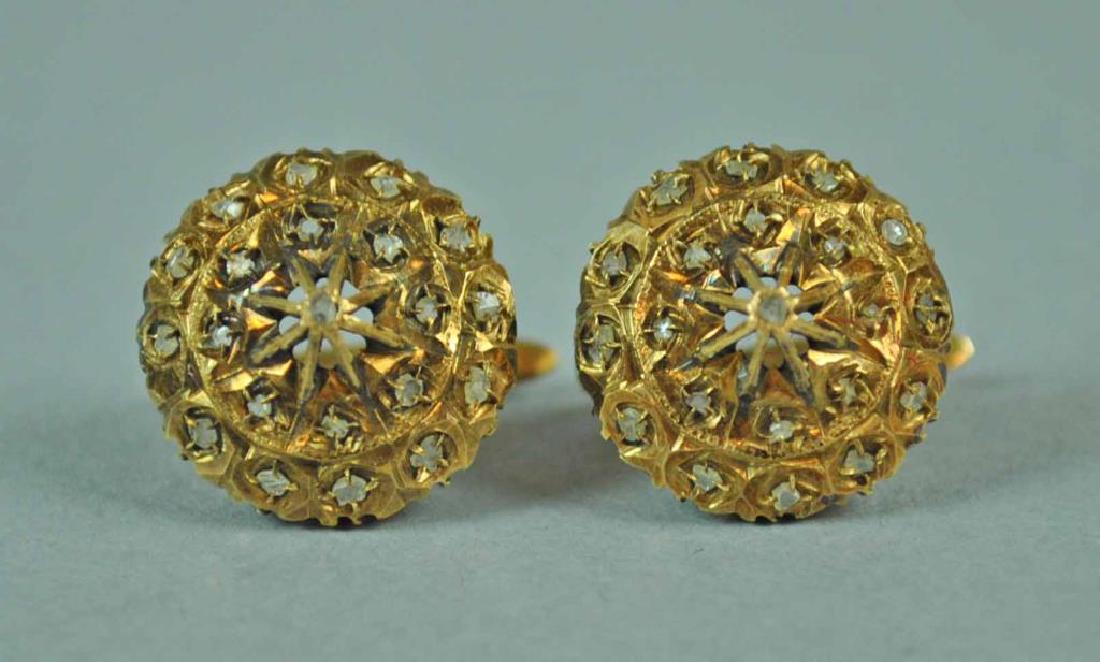 18K VINTAGE ROSE CUT DIAMOND EARRINGS (1 of 2)