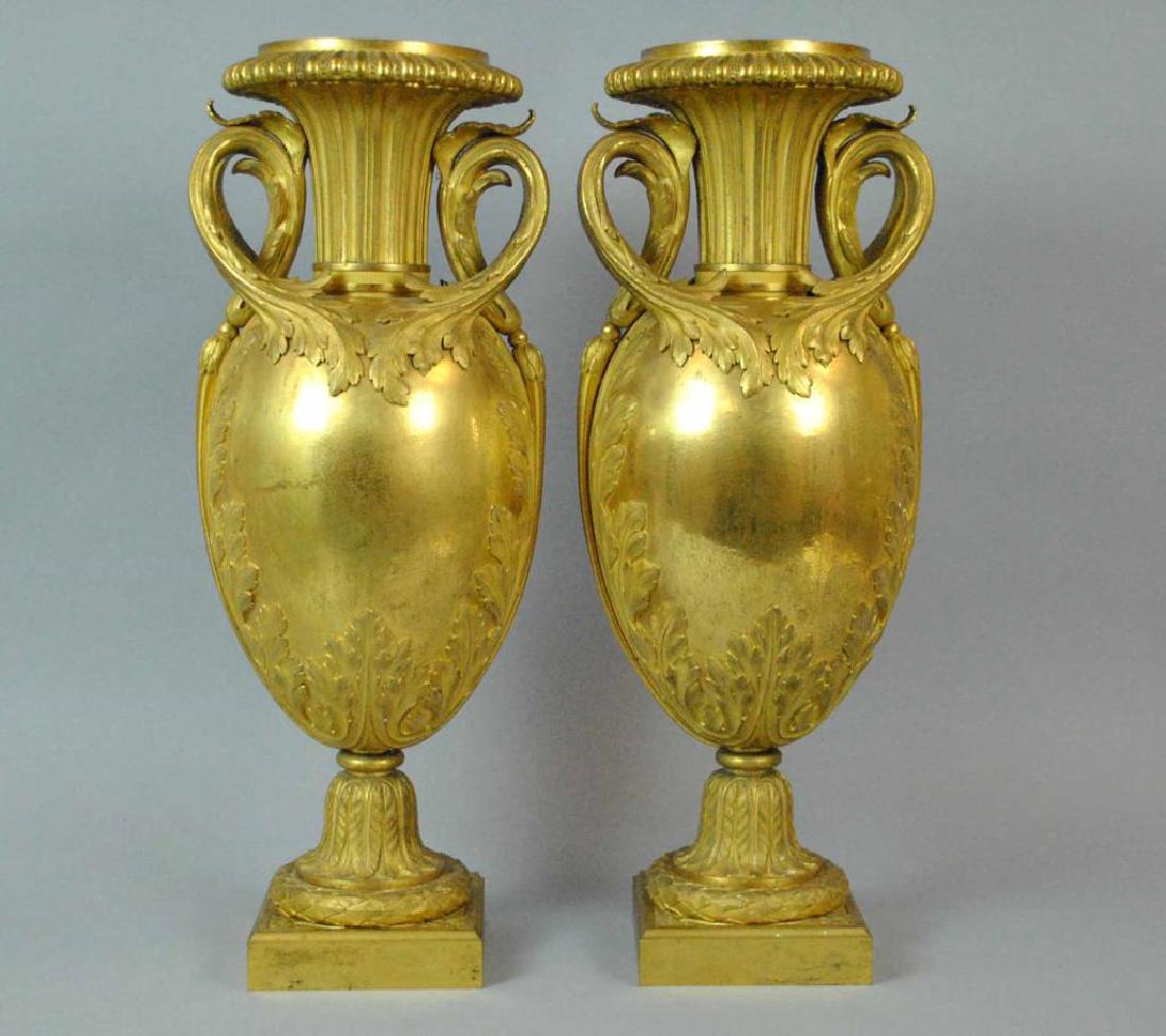 PAIR LARGE SIZE FRENCH BRONZE URNS (1 of 8)