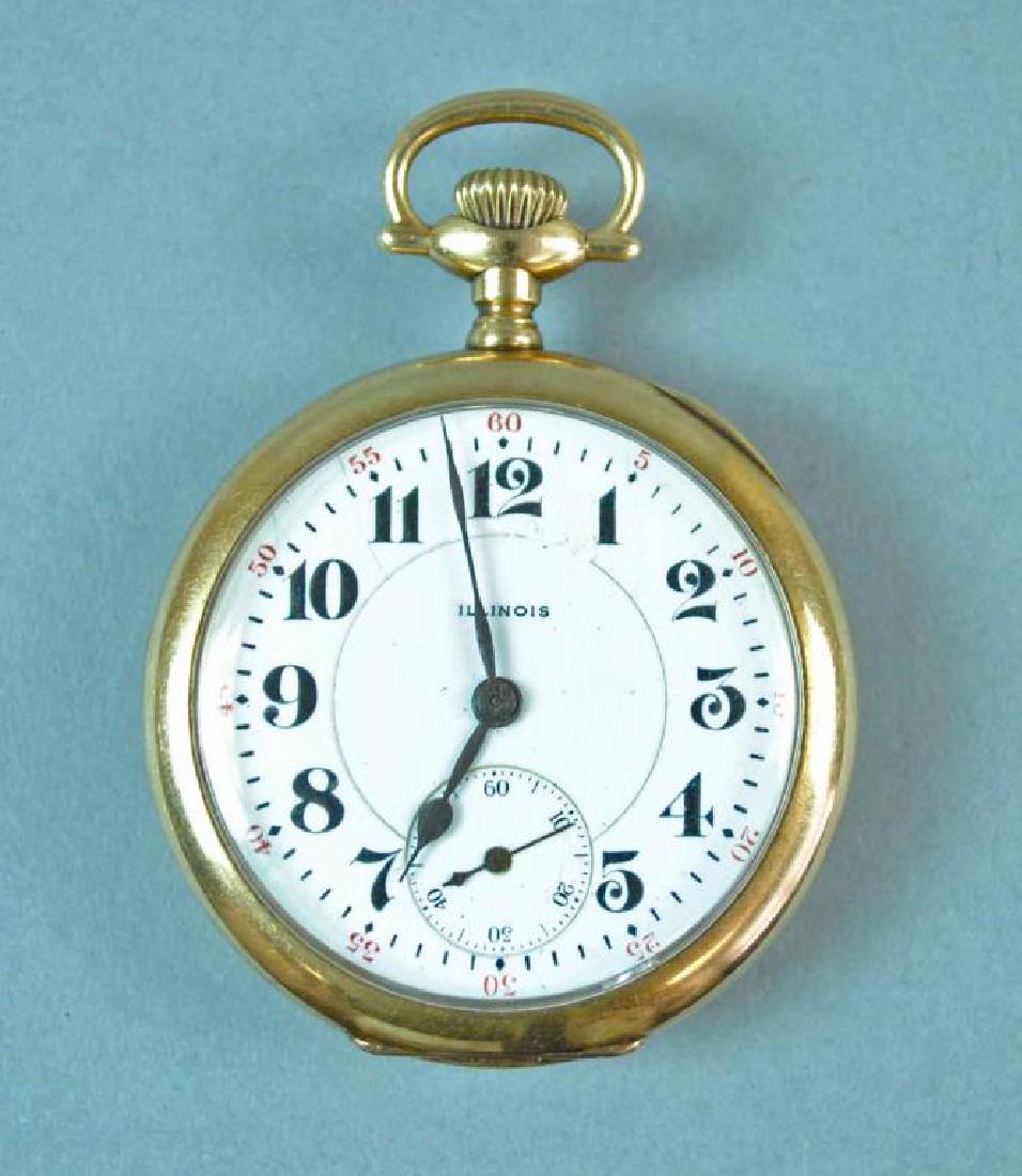 GENTS 14K ILLINOIS OPEN FACE POCKET WATCH (1 of 4)