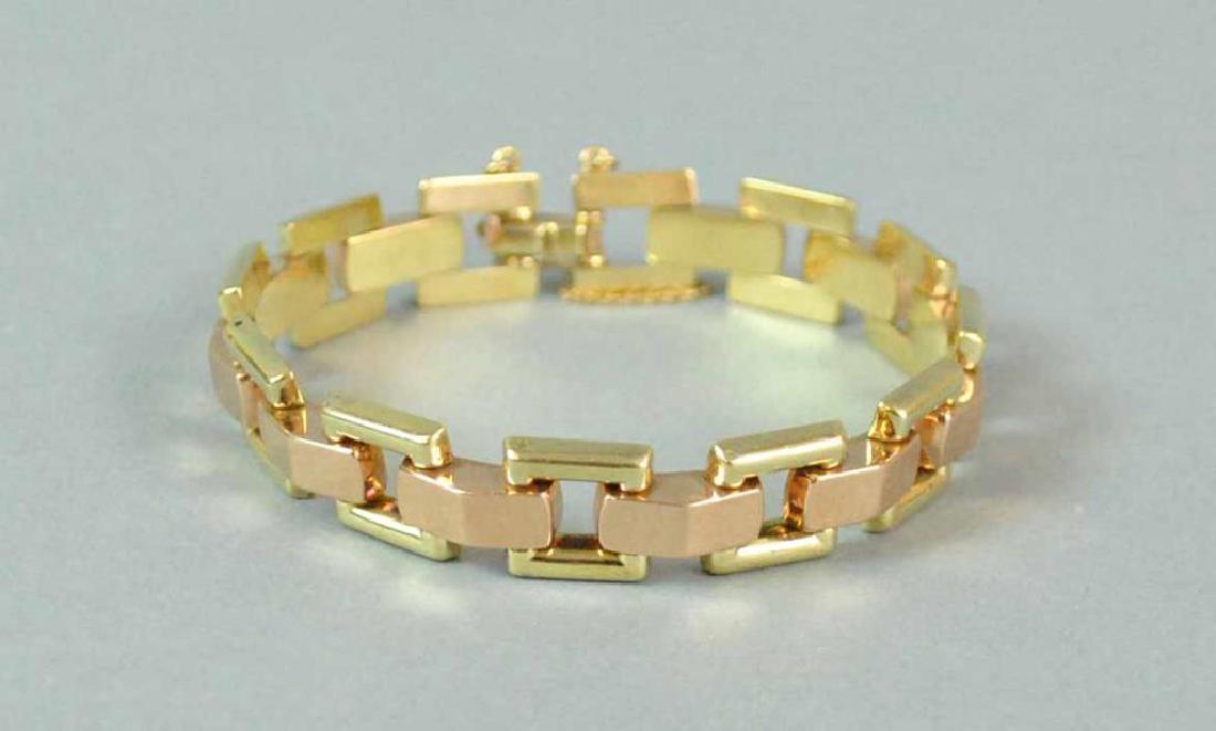 14K BICOLOR GOLD FANCY LINK BRACELET (1 of 2)