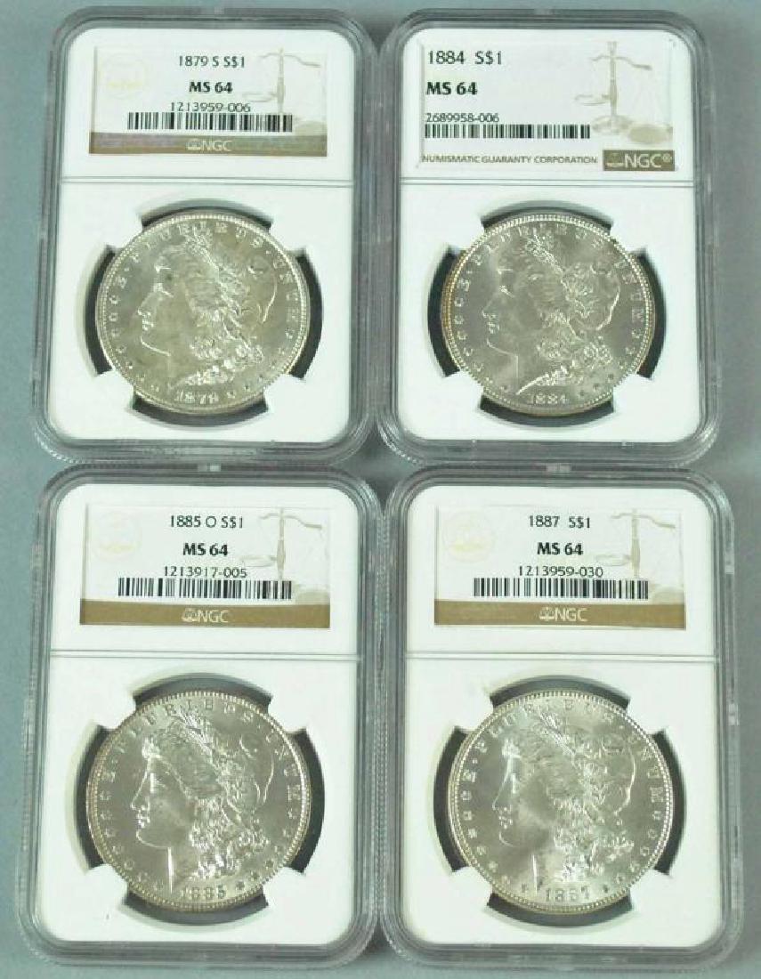 (4) NGC GRADED MS 64 MORGAN SILVER DOLLARS (1 of 5)