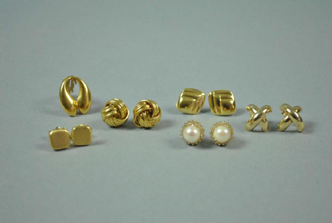 GOLD EARRING GROUP - (5) PAIRS AND A SINGLE (1 of 1)