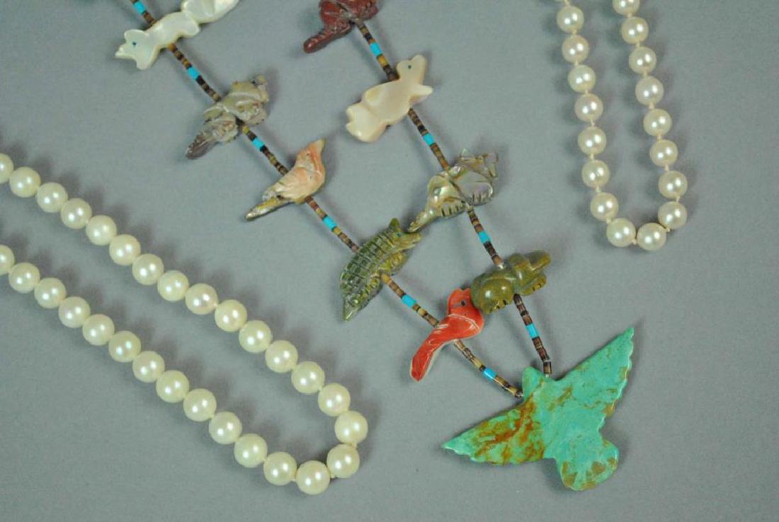 (2) PEARL NECKLACES AND A FETISH NECKLACE (1 of 3)