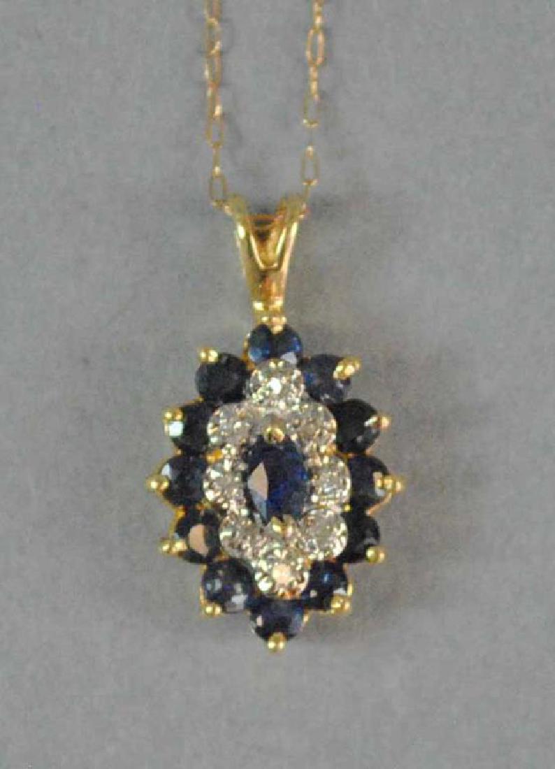 DIAMOND & SAPPHIRE PENDANT ON CHAIN (1 of 2)